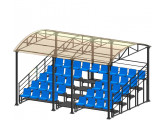 Трибуна для зрителей 5 рядов на 42 места с навесом и перилами Spektr Sport