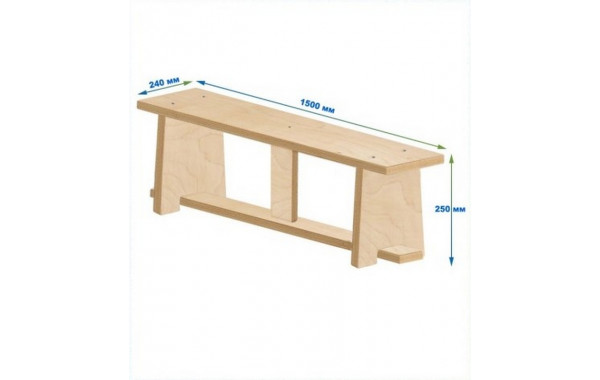 Скамейка гимнастическая 1500мм ЭКО (фанерная) ножки фанера Dinamika 600_380