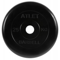 Диск обрезиненный d51мм MB Barbell Atlet 25кг черный MB-AtletB51-25