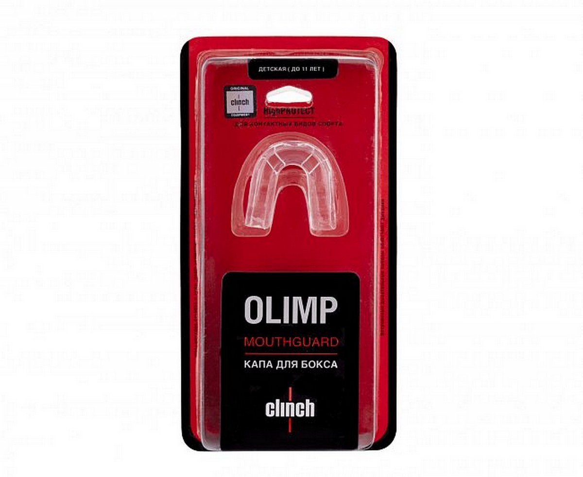 Капа одночелюстная Clinch Olimp Single Layer Mouthguard C501 прозрачный Junior 1200_982