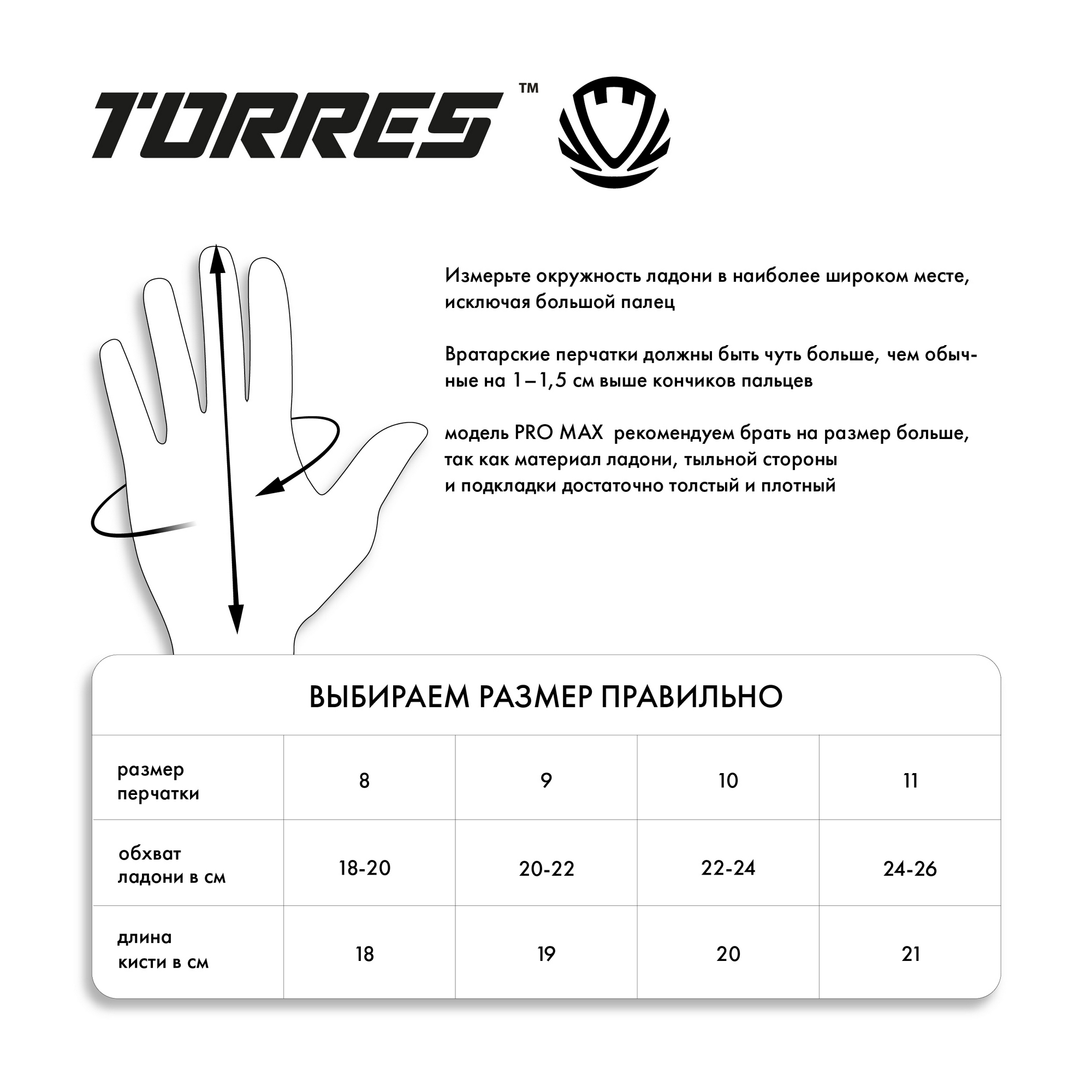 Перчатки вратарские Torres Pro Max FG0523202 черно-мультиколор 2000_2000