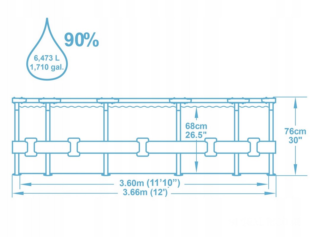 Бассейн круглый на стойках 366х76 см Bestway 56416 1067_800