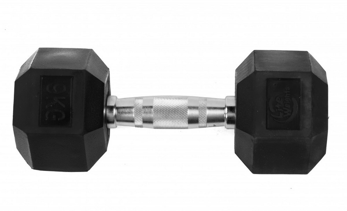 Гантель гексагональная обрезиненная 9кг Lite Weights 3185LW 1200_732